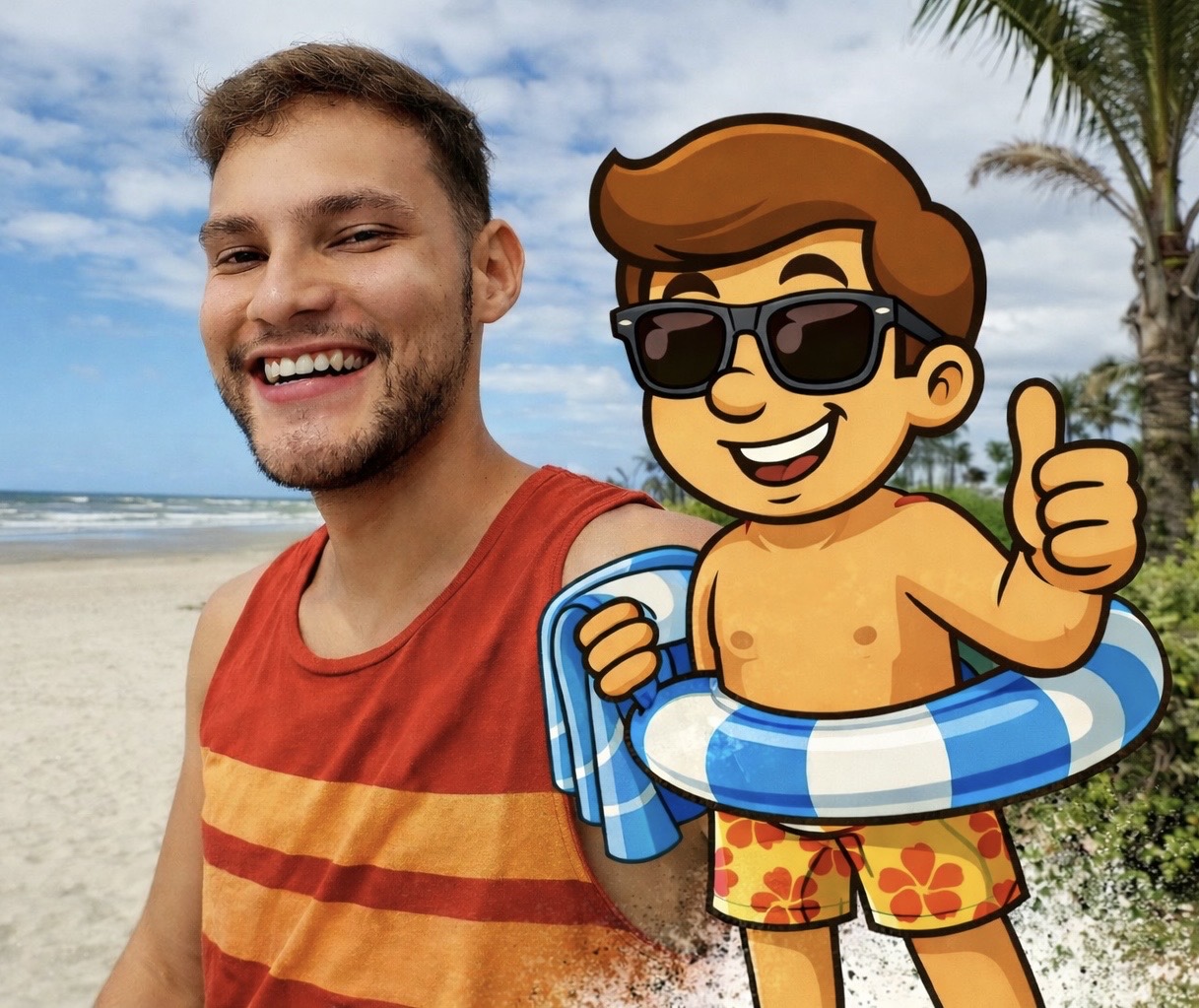 Retrato de Felipe Carvalho, fundador do Zé Mochileiro, sorrindo com mochila